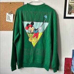 NWT! SIZE M / Disney / Men’s Forest Green Mickey Mouse Golf Club Sweatshirt